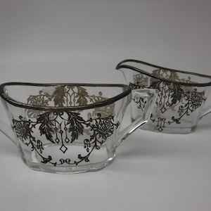 Vintage Clear Glass Creamer and Sugar Bowl
