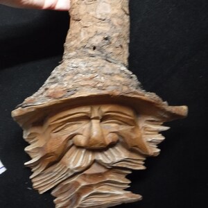 Vintage Wood Carving, Old Man with Hat