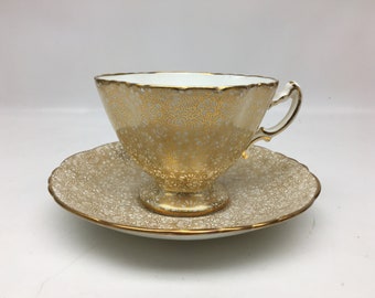 Rare Hammersley Gold Pattern Teacup and Saucer