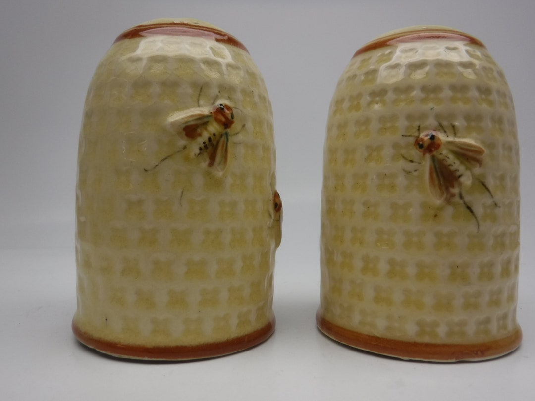Large Vintage Shakers With Honey Comb Bees Pattern / Salt & Etsy