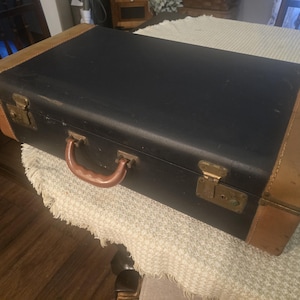 Black and Tan Vintage Suitcase Luggage