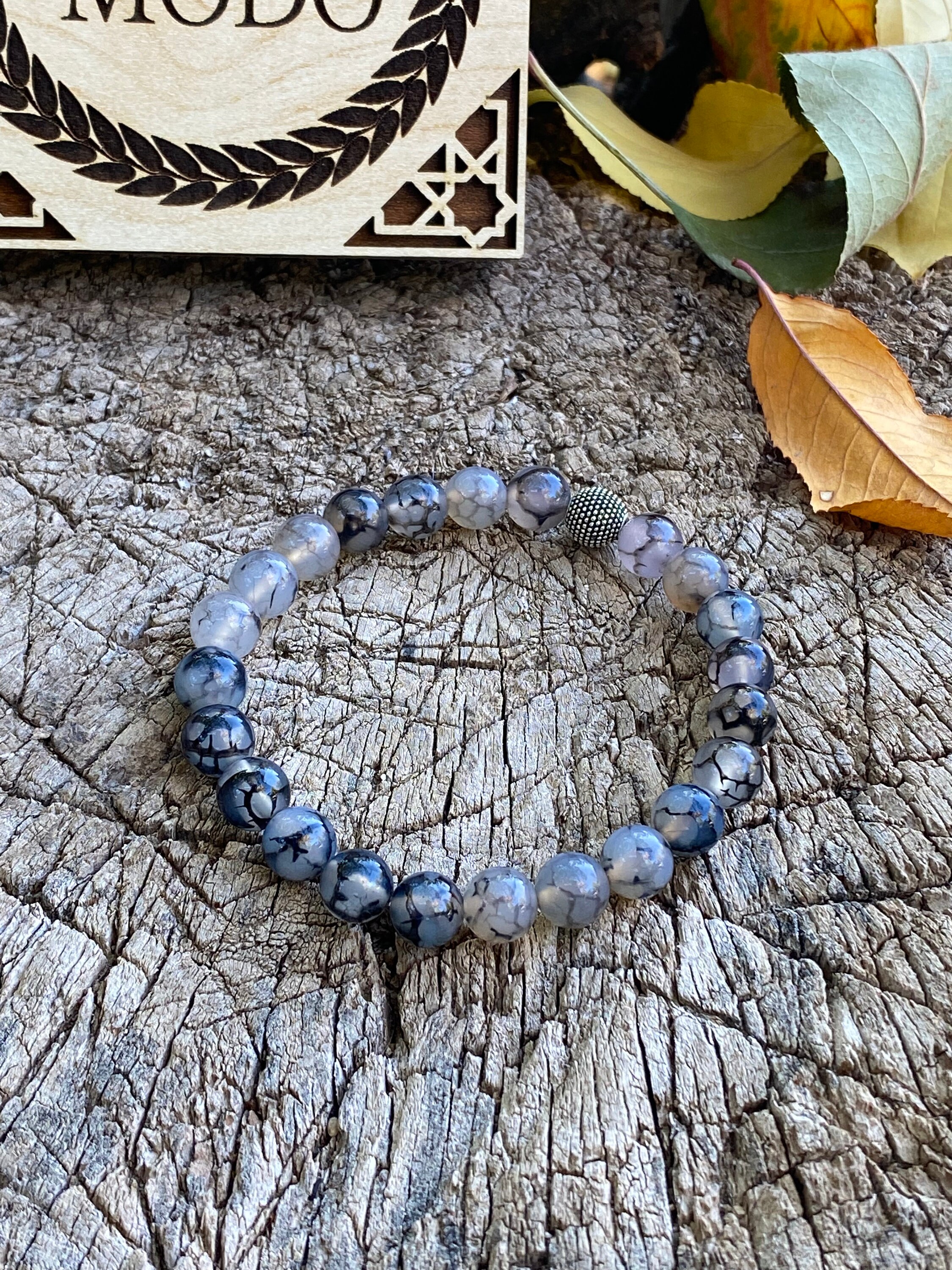 Bracelethandmade Grayblack Unisex Bracelet From Naturel Etsy UK