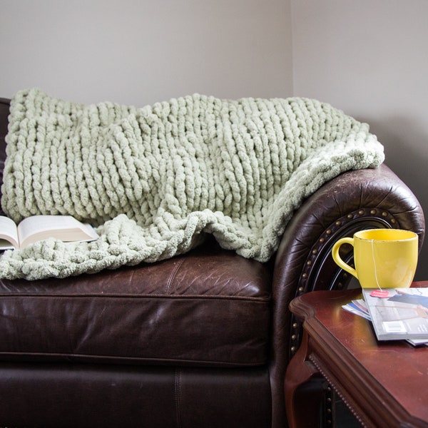 Sage Green Chunky Blanket Etsy