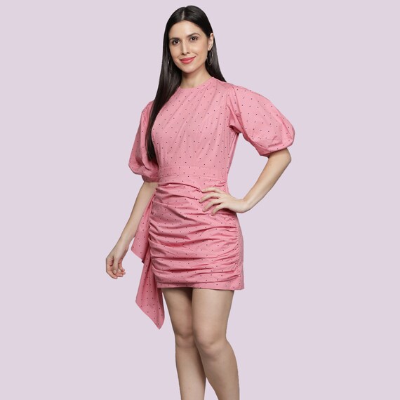 pink designer mini dress Hot Pink Belle Dress small