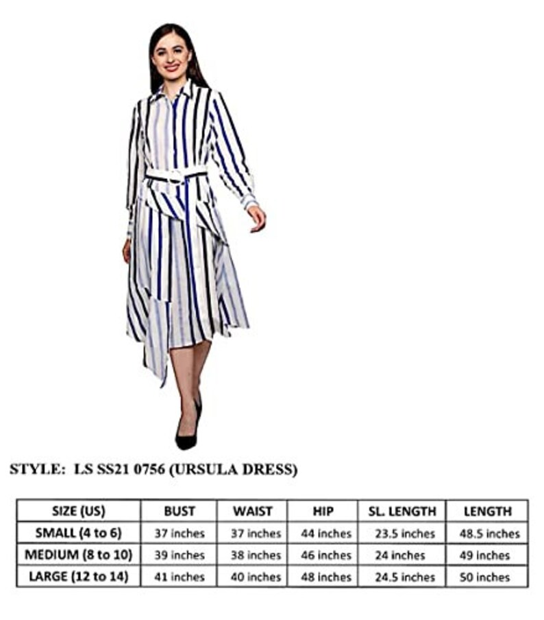 Women's stripes shirt Dress with long Sleeves, Blue Stripes dress, designer casual dress for women, Cotton dress for women in blue stripes image 7