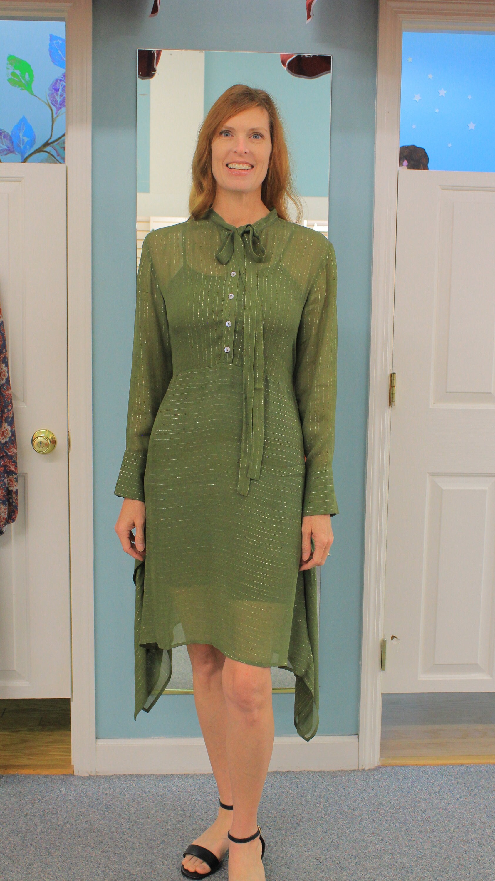 Women's Shirt Dress Green / Tie up Shirt Dress With Long - Etsy