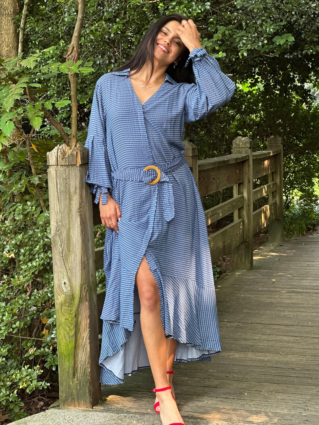 hawaiian dresses for women Floral & Fruity Ocean Women's Dress Claudie Pierlot Bi-material Dress high-cover US Size:20W
