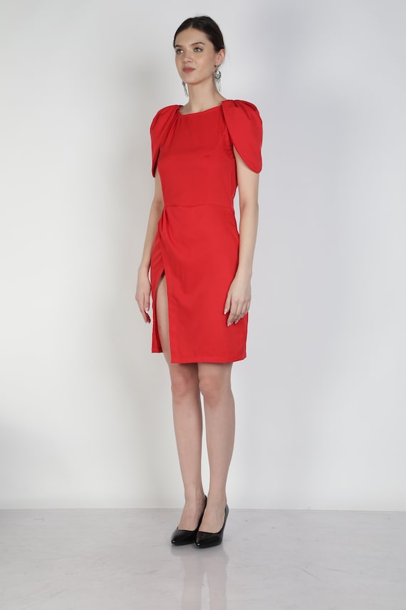 red petal dress Talia Red Petal Print Dress