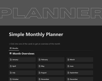NOTION PLANNER TEMPLATE, template to duplicate on to notion to use as a monthly planner