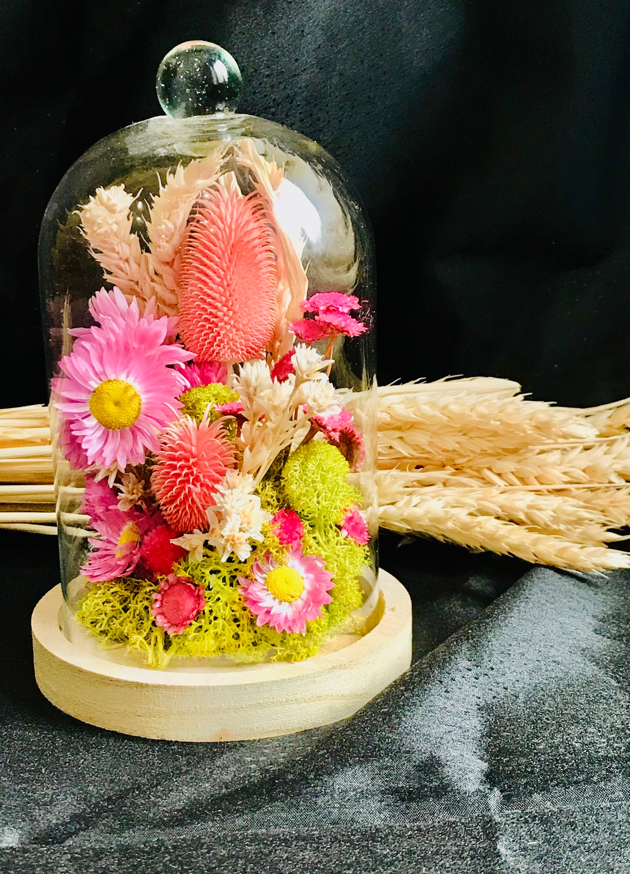 Cloche Fleurs Séchées Poésie Des Pampas