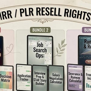 Job Search Ops - Pacchetto per la ricerca di lavoro: tracciamento delle candidature, strumento per la creazione di colloqui di successo, calcolatore per la negoziazione dello stipendio, 3 app HTML offline PLR/MRR