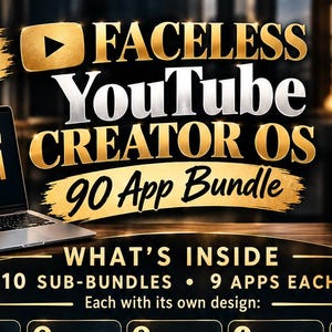 FACELESS 90 App Bundle, YouTube Creator Os, Content Business Planner, Niche Script Portfolio Monetization Tools, PLR MRR Commercial License
