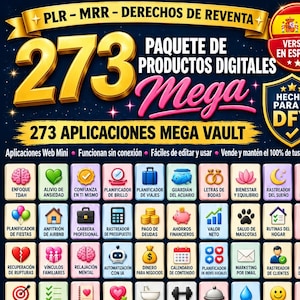 273 のアプリケーション +++ オファー ESPAÑOL Web Más Vendidas メガ バンドル | PLR MRR Herramientas Digitales para Negocios, Bienestar Productividad