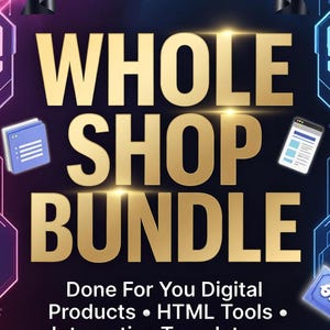 Whole Shop BUNDLE 60+ Digital Products MRR PLR Resell, Done For You Html Tools Interactive Life Templates Apps & Workbooks, Passive Income
