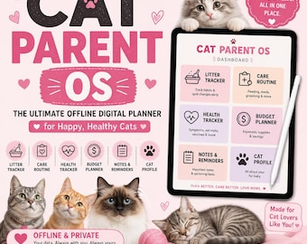 Cat Parent OS | Litter Tracker, Care Routine & Budget Planner | Offline Digital Cat Planner | Indoor Cat Health Organizer App
