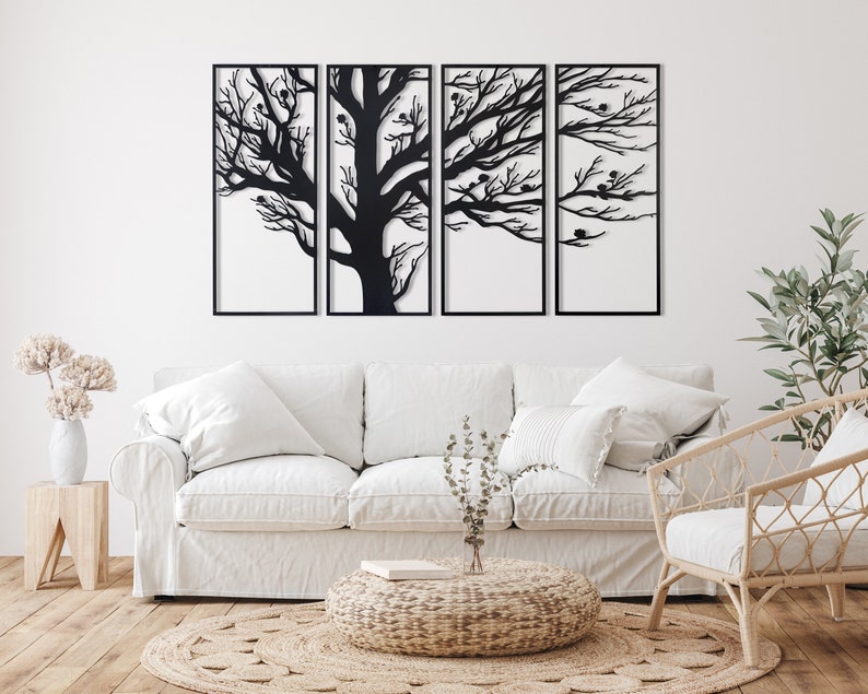 Extra Large Metal Wall Art 4 Panels Tree of Life Wall Art Etsy