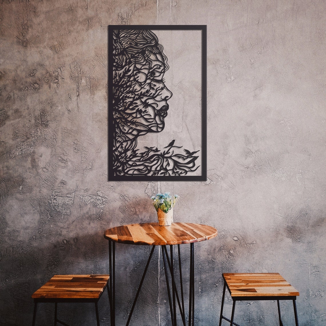 Woman Face Metal Wall Art Metal Wall Decor Metal Wall Etsy