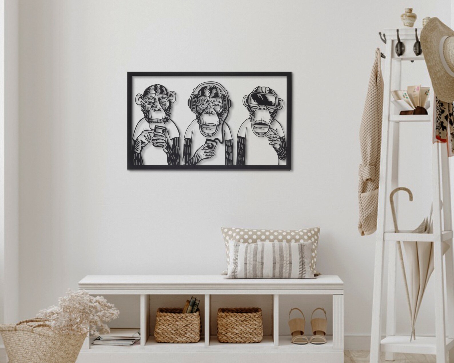 Three Wise Monkeys Metal Monkey Wall Art Metal Wall Decor Etsy