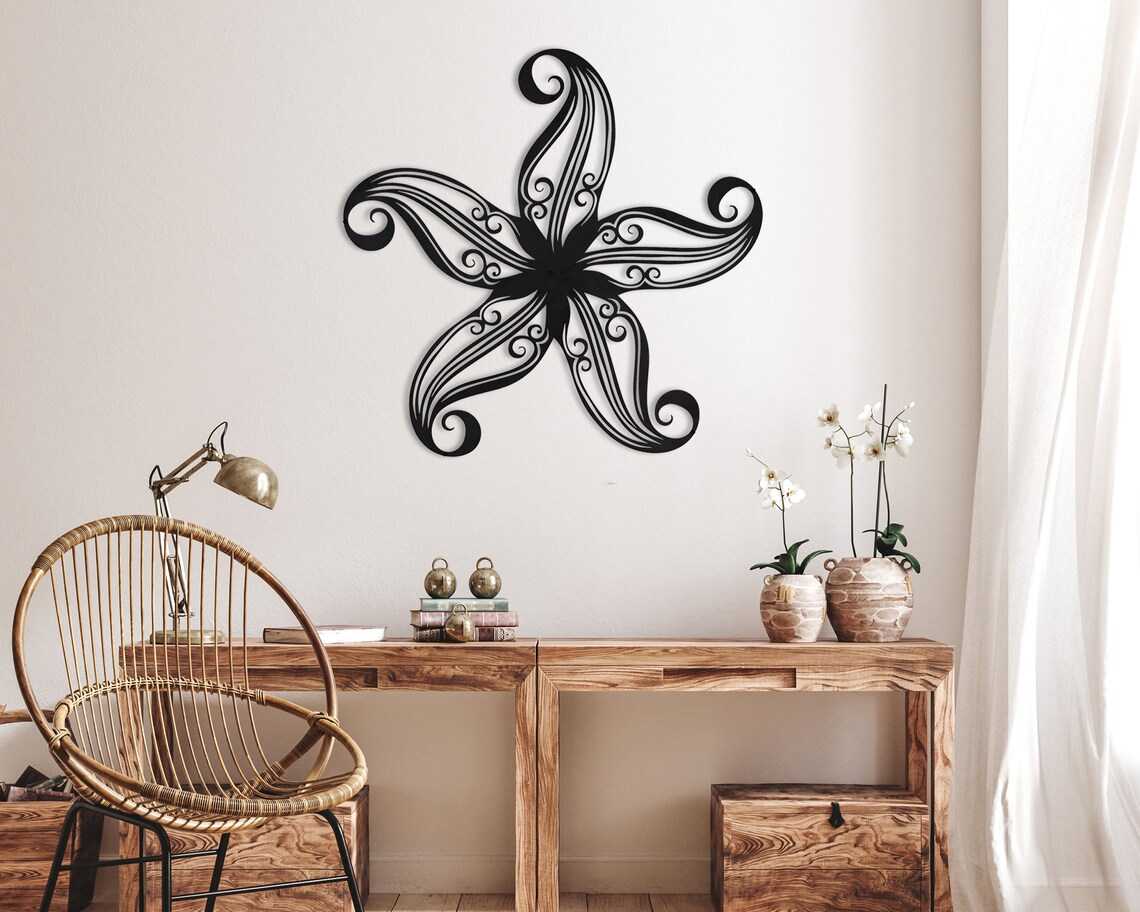 Metal Starfish Wall Art Metal Wall Decor Beach Themed Decor Etsy