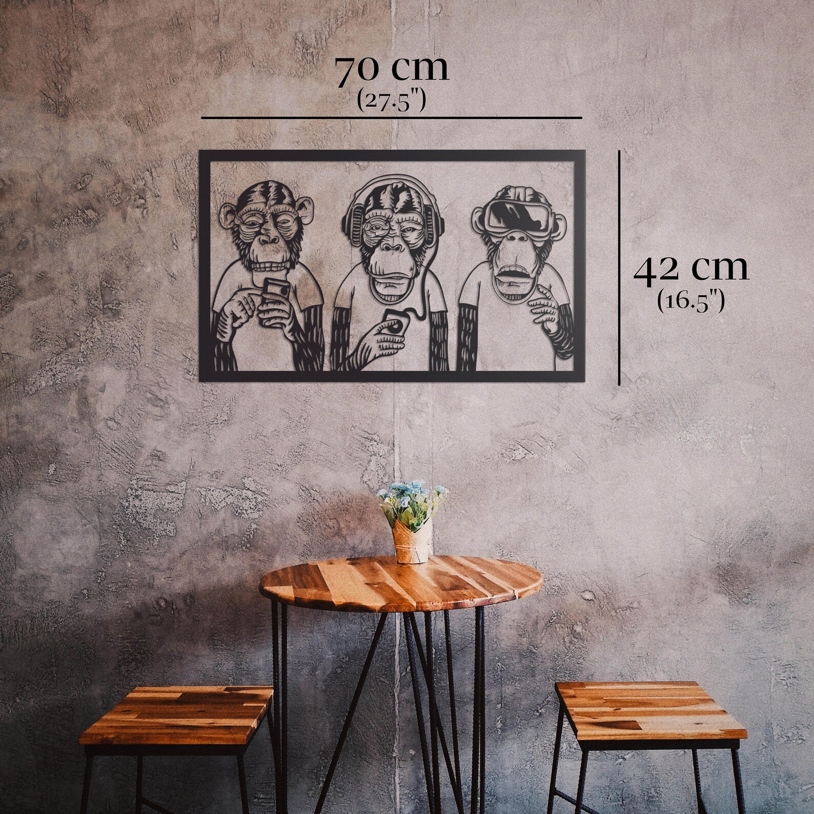 Three Wise Monkeys Metal Monkey Wall Art Metal Wall Decor Etsy