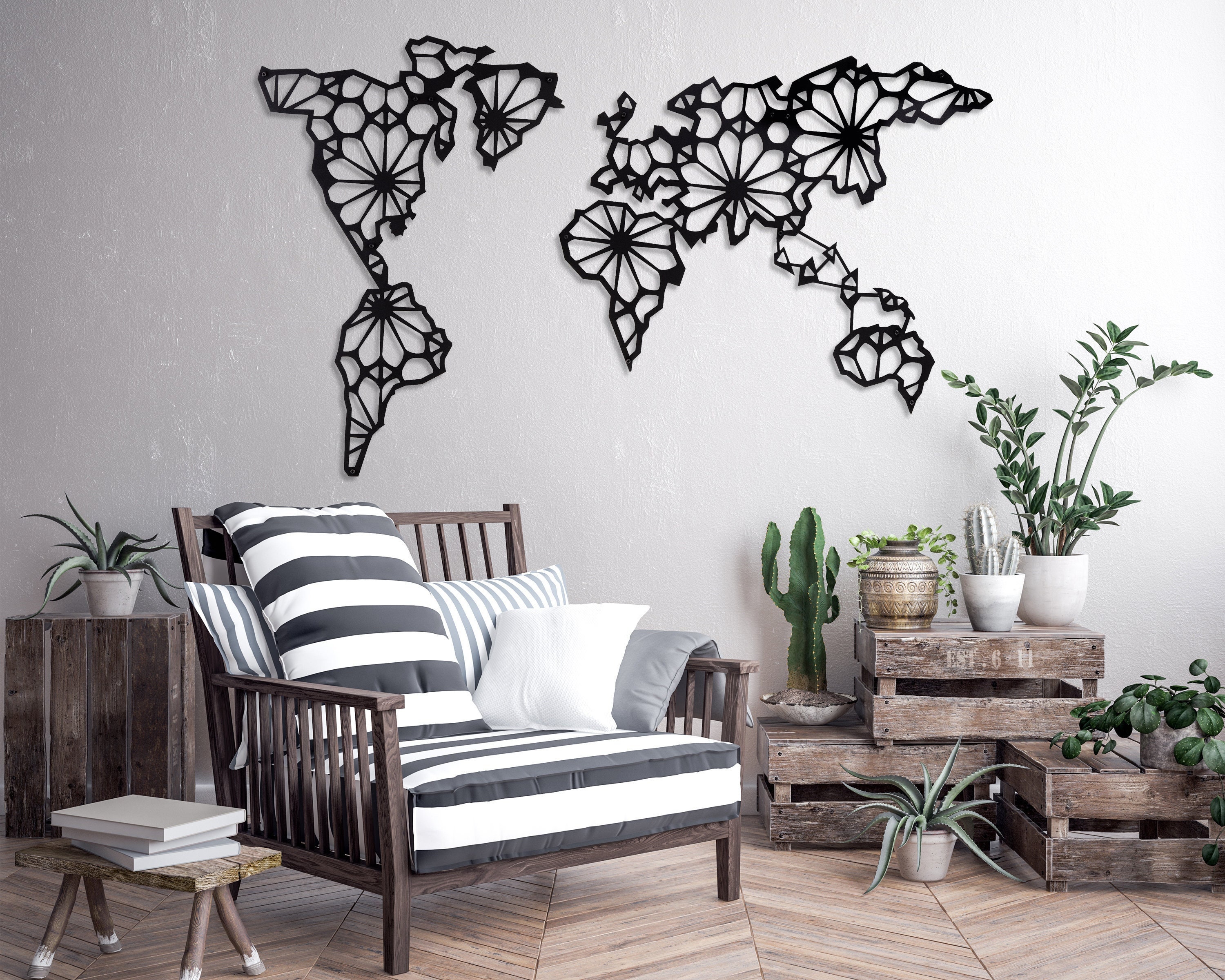 Metal World Map World Map Wall Art Metal Wall Art Large - Etsy