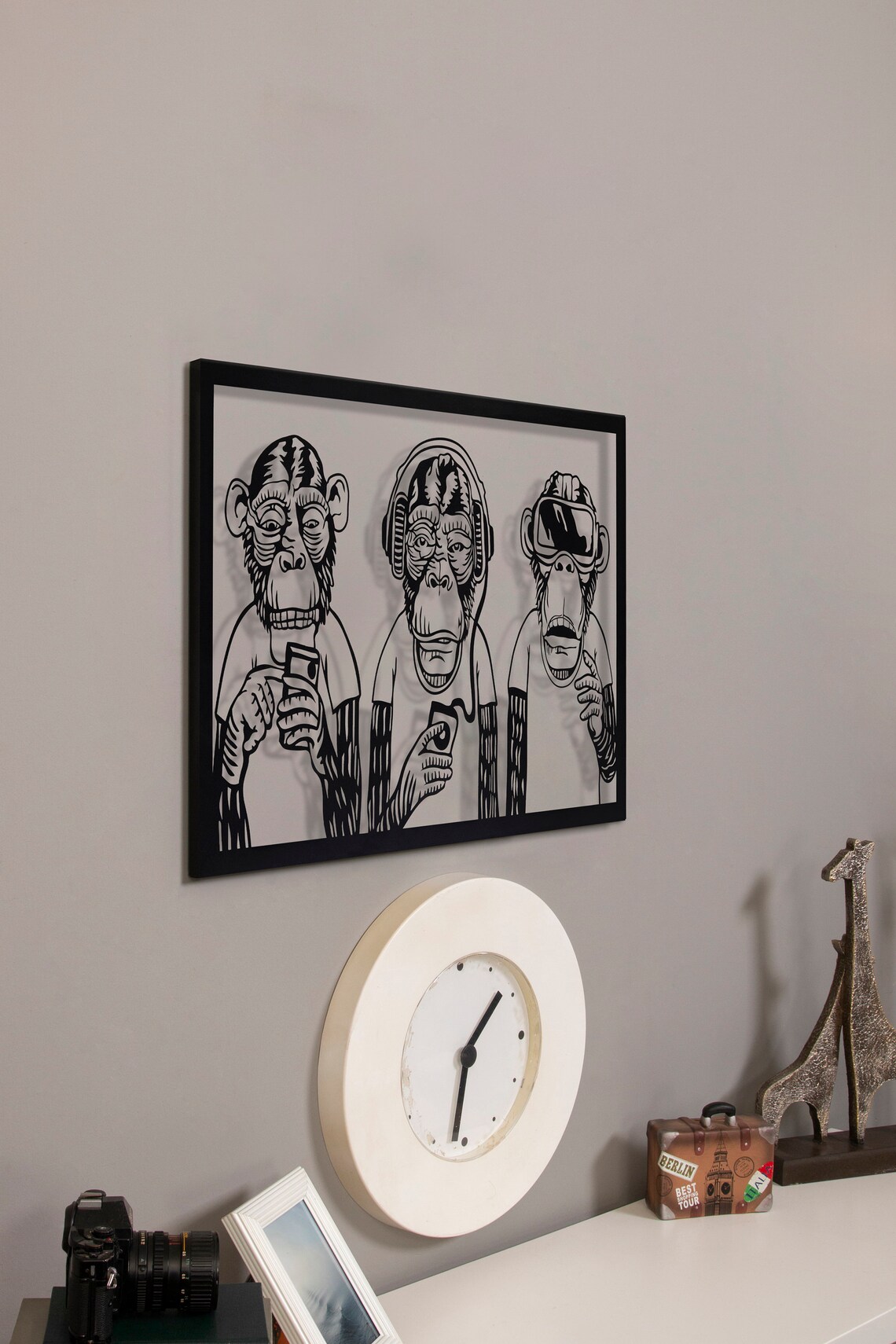 Three Wise Monkeys Metal Monkey Wall Art, Metal Wall Decor, Metal Wall