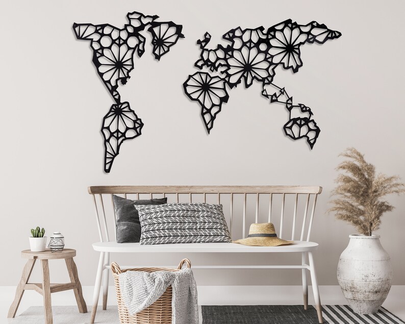 Metal World Map World Map Wall Art Metal Wall Art Large - Etsy
