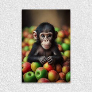 Foto de retrato de mono, impresión de arte de pared, cartel de naturaleza, fotografía de vida silvestre