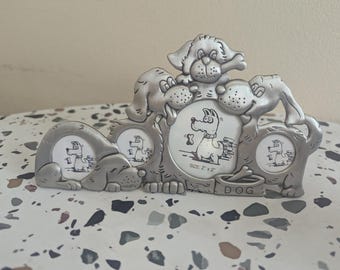 Vintage Four Dogs Picture Frame, Tabletop Collage Frame for Multiple Photos, Four Small Photos, Dog Lover Decor or Gift,