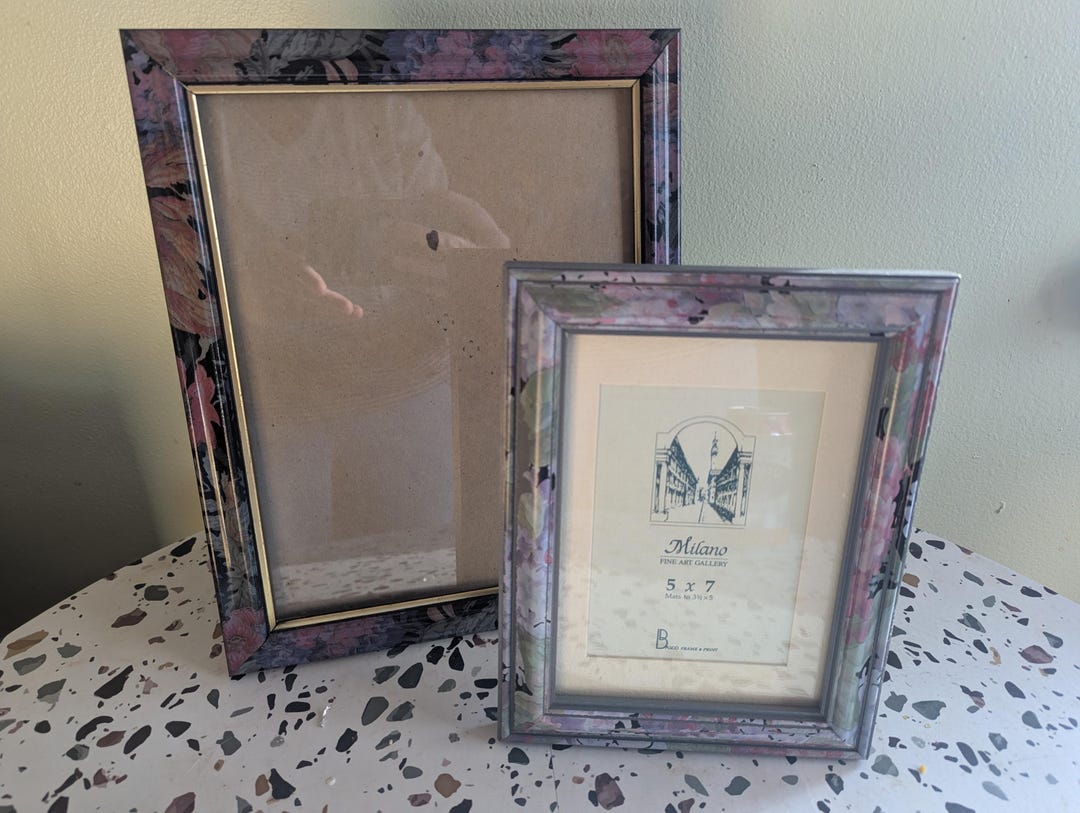 Pair of Vintage 1980s Wood Floral Frames, Decoupage Picture Frames ...