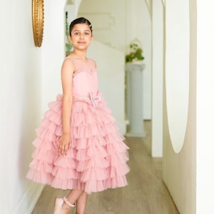 Flowergirl dress/pink dress/Birthday Dress/pink gown/princess dress/ruffled dress/kid dress/girl dress/red dress/christmas dress/holiday