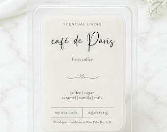 Café de Paris Luxury Soy Wax Melts - Paris Coffee Bakery Inspired Home Fragrance - Hand-Poured Scented Clamshell Wax Melts - Scentual Living