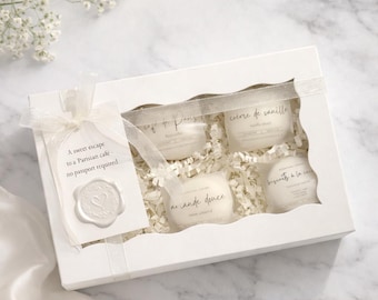 Colección de ceras aromáticas de macaron parisino / Caja de regalo de ceras aromáticas de soja de lujo / Aromas inspirados en la pastelería / Cafetería y panadería parisina / Vida aromática