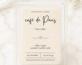 Café de Paris Luxury Soy Wax Melts - Paris Coffee Bakery Inspired Home Fragrance - Hand-Poured Scented Clamshell Wax Melts - Scentual Living
