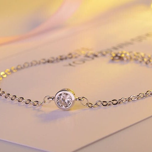 925 Sterling Silver Bracelet Round deals Shape Cubic Zirconia Fashion Chain Linked For Women charm bangle Jewelry Gift