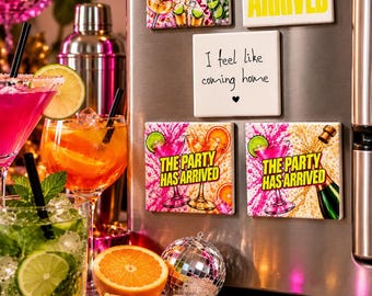 Aimants de réfrigérateur inspirés de Tokio Hotel, « La fête est arrivée », lot de 5 aimants en céramique, cadeau pour les fans de pop rock, décoration colorée pour cocktails