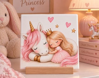 Slapende Licorne Tegel Meisje | Prinses & Eenhoorn