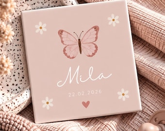 Geboortetegeltje personnalisé avec Vlinder | Geboortecadeau | Décoration de chambre bébé | Kraamcadeau | Bébé Naam Tegeltje | Bébé personnalisé