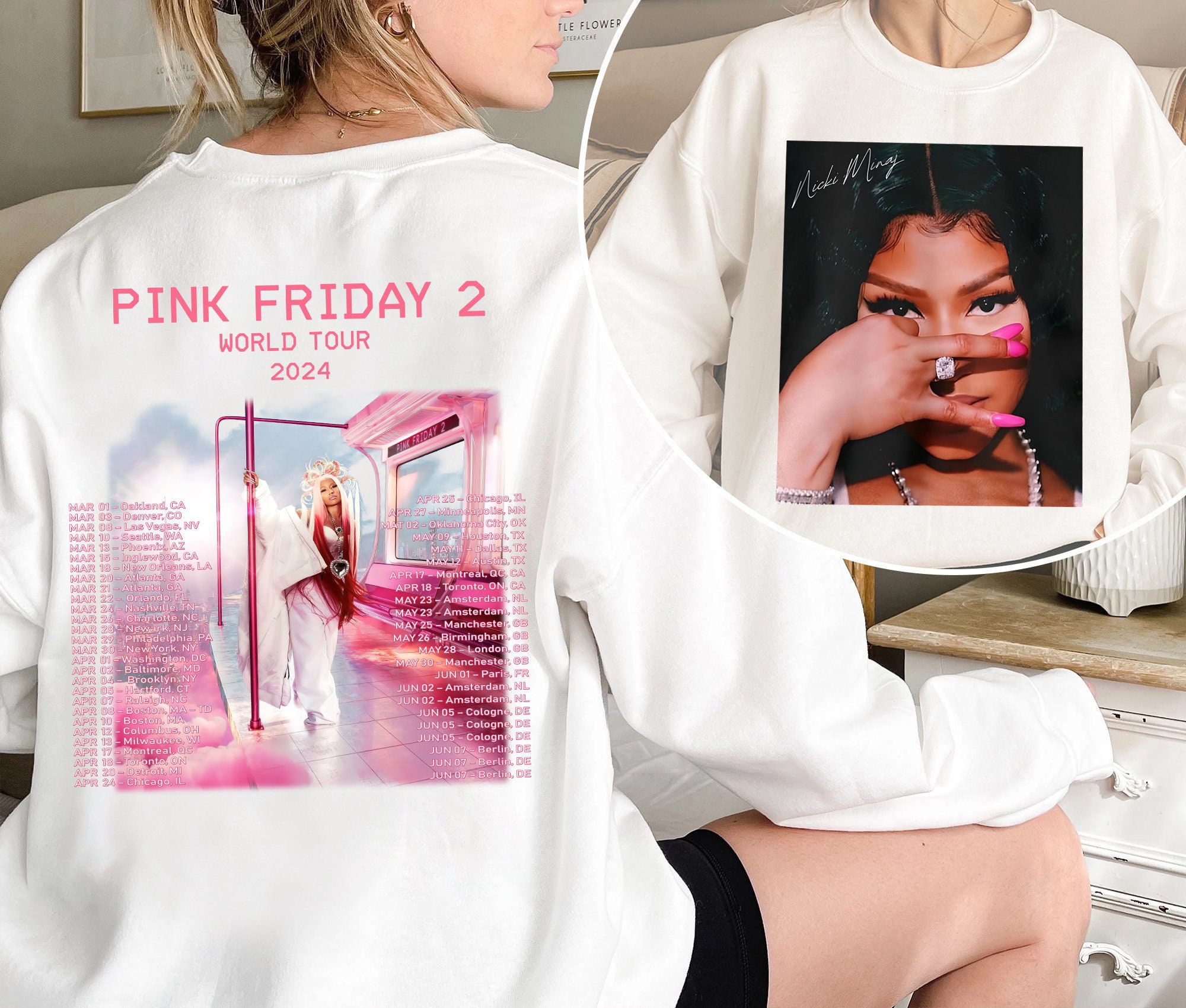 Pink Friday 2 Airbrush Nicki Minaj Shirt, Pink Friday 2 World Tour Shirt