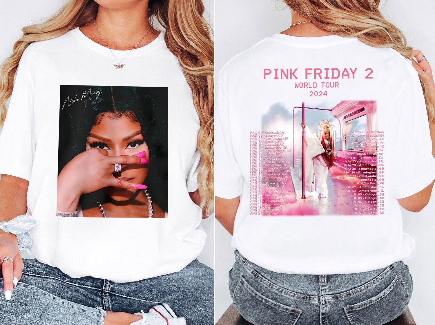 Pink Friday 2 Airbrush Nicki Minaj Shirt, Pink Friday 2 World Tour Shirt