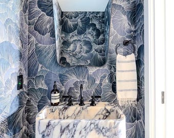 Calacatta Viola Marble Sink: Hand Carved, Wall Mount, Fully Customizable