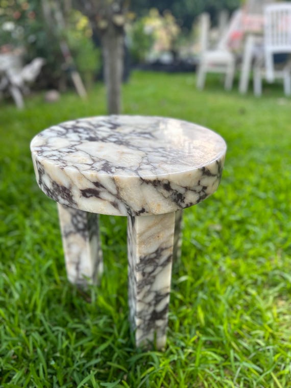 Calacatta Viola Marble Side Table: Custom Order Stool (15x15x18