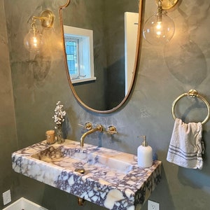 Calacatta Viola Antique Marble Sink Basin, Calacatta  Viola Marble Washbasin, Powder Room Sink, Custom Order Sink, Wall Mount Sink