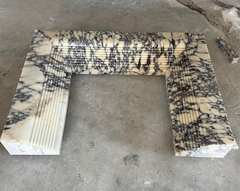 Calacatta Viola Marble Fireplace Mantel, Hand Carved Marble Fireplace Surround, Custom Order Marble Fireplace Mantel