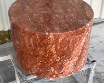 Round Travertine Coffee Table: Modern Side Table with Optional Base