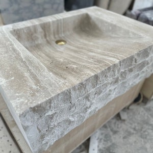 Travertine Sink, Travertine Washbasin, Hand Carved Sink, Wall Mount Sink, Farmhouse Sink, Custom Order Sink