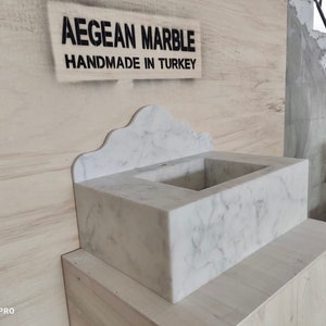 Cararra Marble Sink, Wall Mount Washbasin, Marble Sink, White Marble Sink, Powder Room Sink, Custom Order Sink, Hand Made Sink