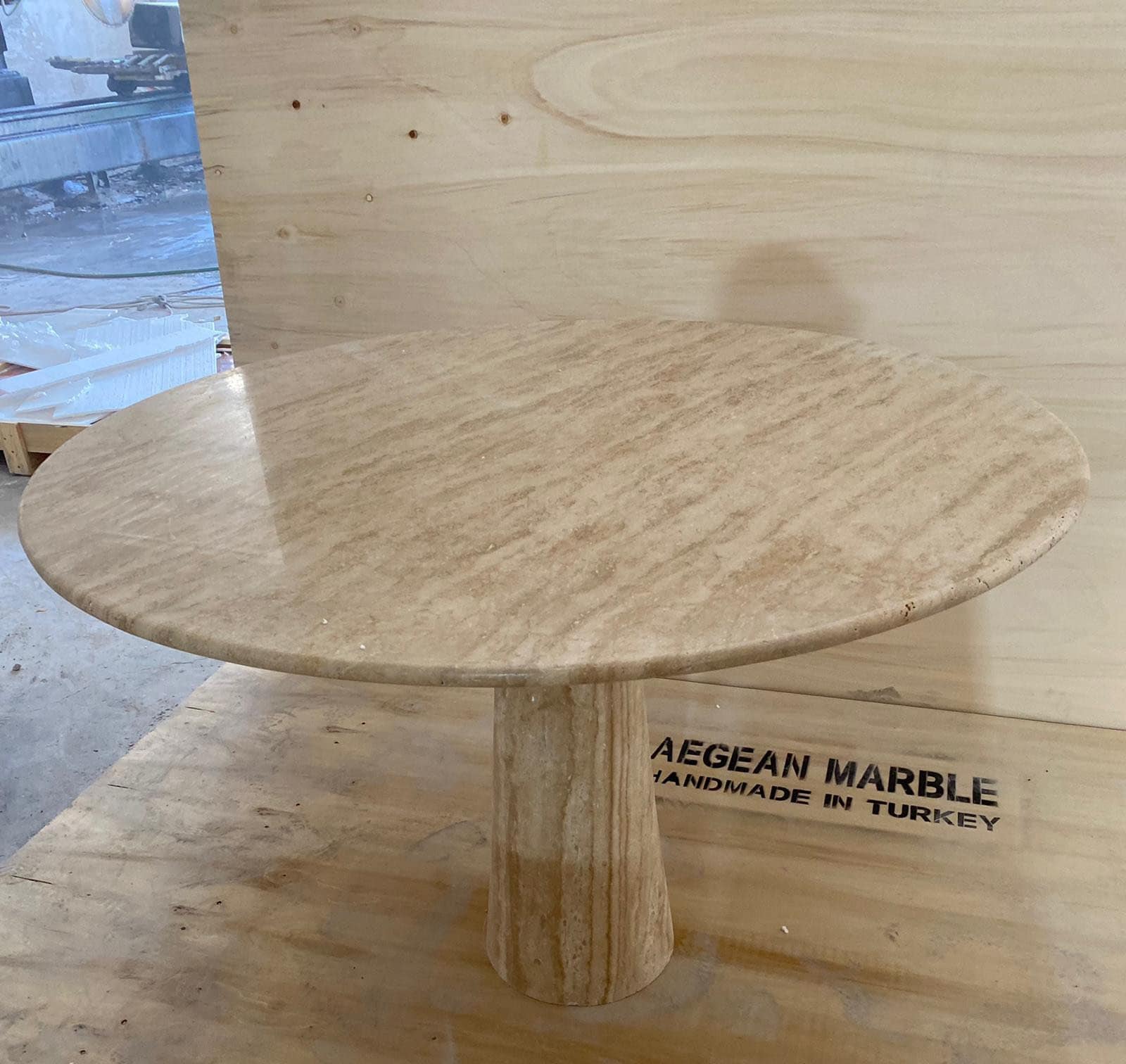 Round travertine coffee table outlet
