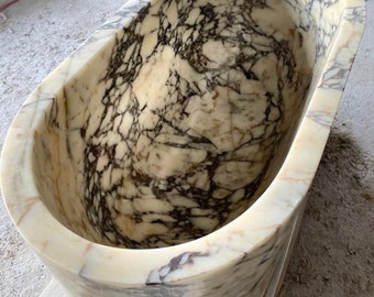 Calacatta Viola Marble Tub, Marble Bathtube, Natural Stone Tub, Hand Carved Tub, Custom Order Bathtube