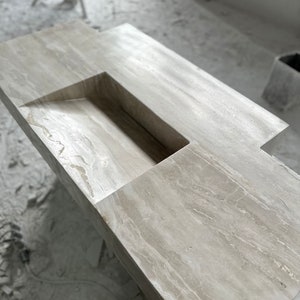 Travertine Sink, Travertine Washbasin, Hand Carved Sink, Wall Mount Sink, Farmhouse Sink, Custom Order Sink, Hidden Drain Sink
